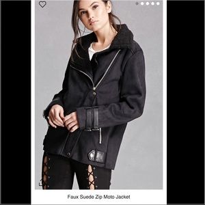Black faux suede moto jacket💞