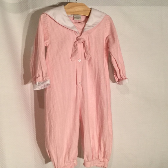 carriage boutique Other - Baby girl pink white tiny check sailer outfit 9m