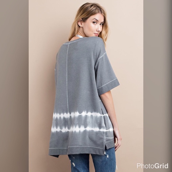 Darling charcoal tie dye tunic w/pockets - Picture 4 of 4