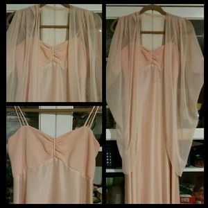 VINTAGE Peach Gown with Sheer Gilet