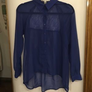 Sheer button down shirt with lace back