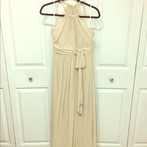 Nude long bridesmaid dress