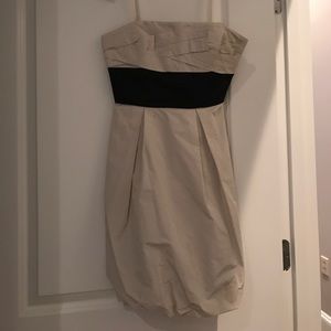 Strapless tan and black BCBG cocktail dress