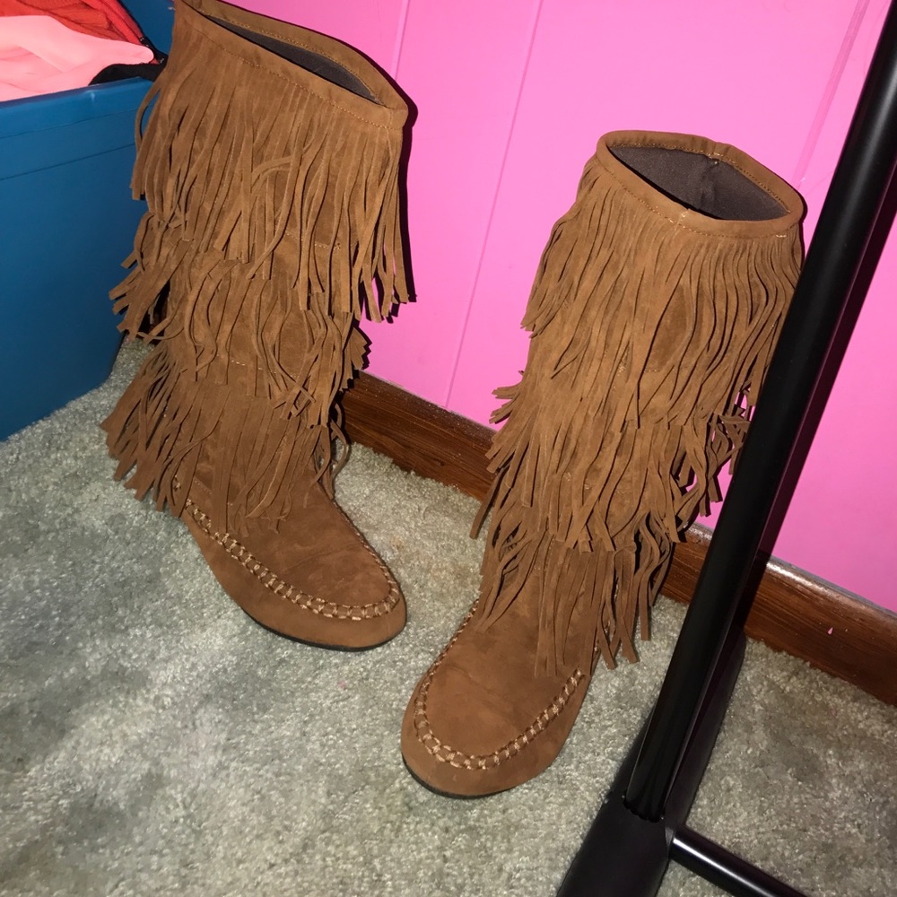 Brown Fringe Boots