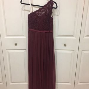 Merlot/Burgundy one shoulder bridesmaid dress