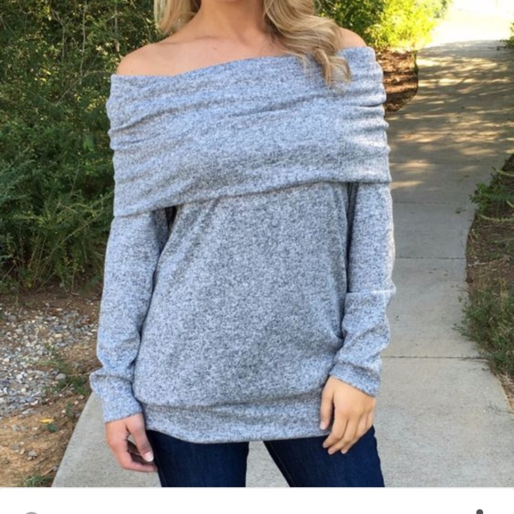 Grey Cozy off the shoulder sweater