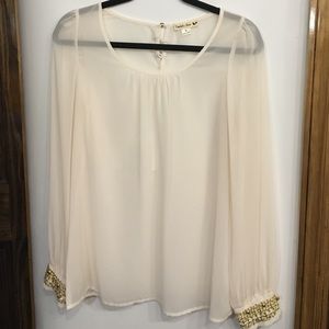 Long Sleeved Blouse With Gold Cuffs