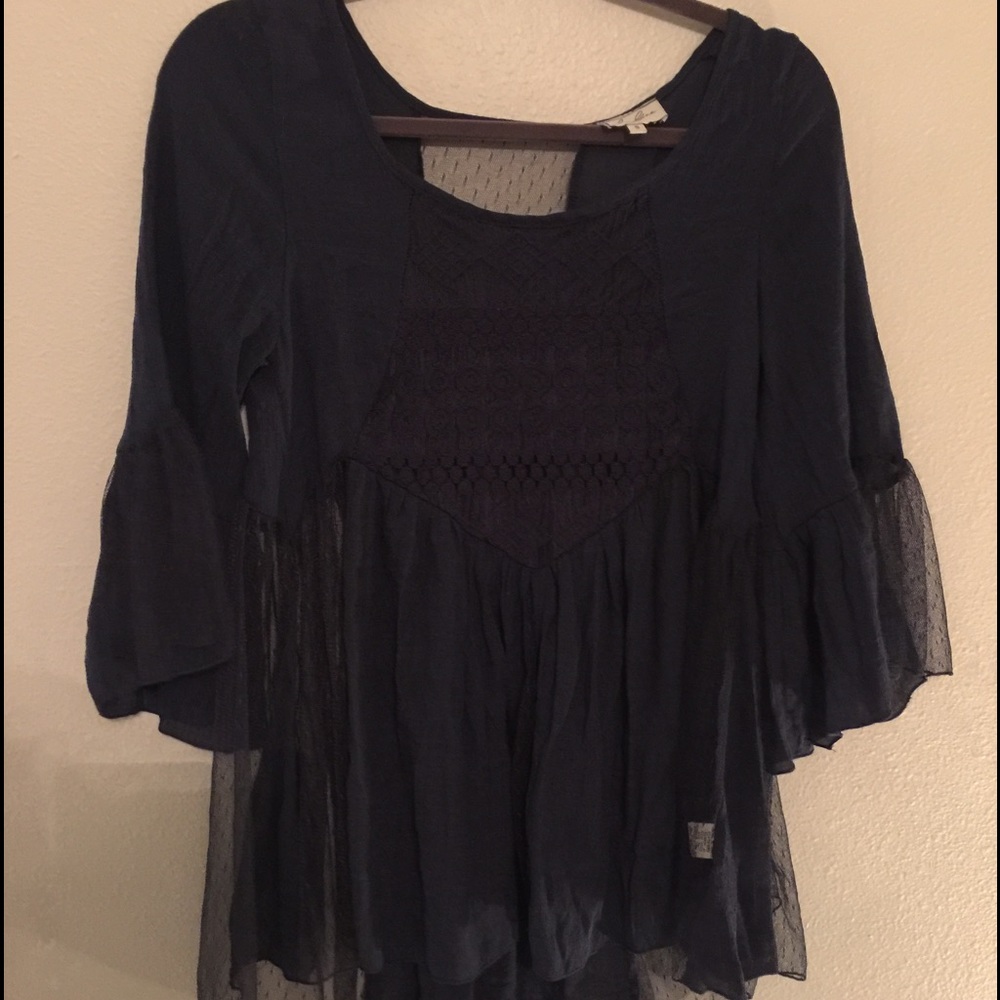 Navy blue boho shirt