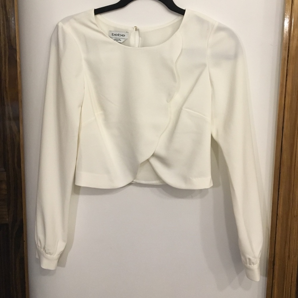 BEBE Crop Top With Scalloped Detailing