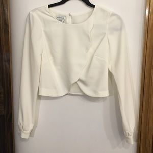 BEBE Crop Top With Scalloped Detailing