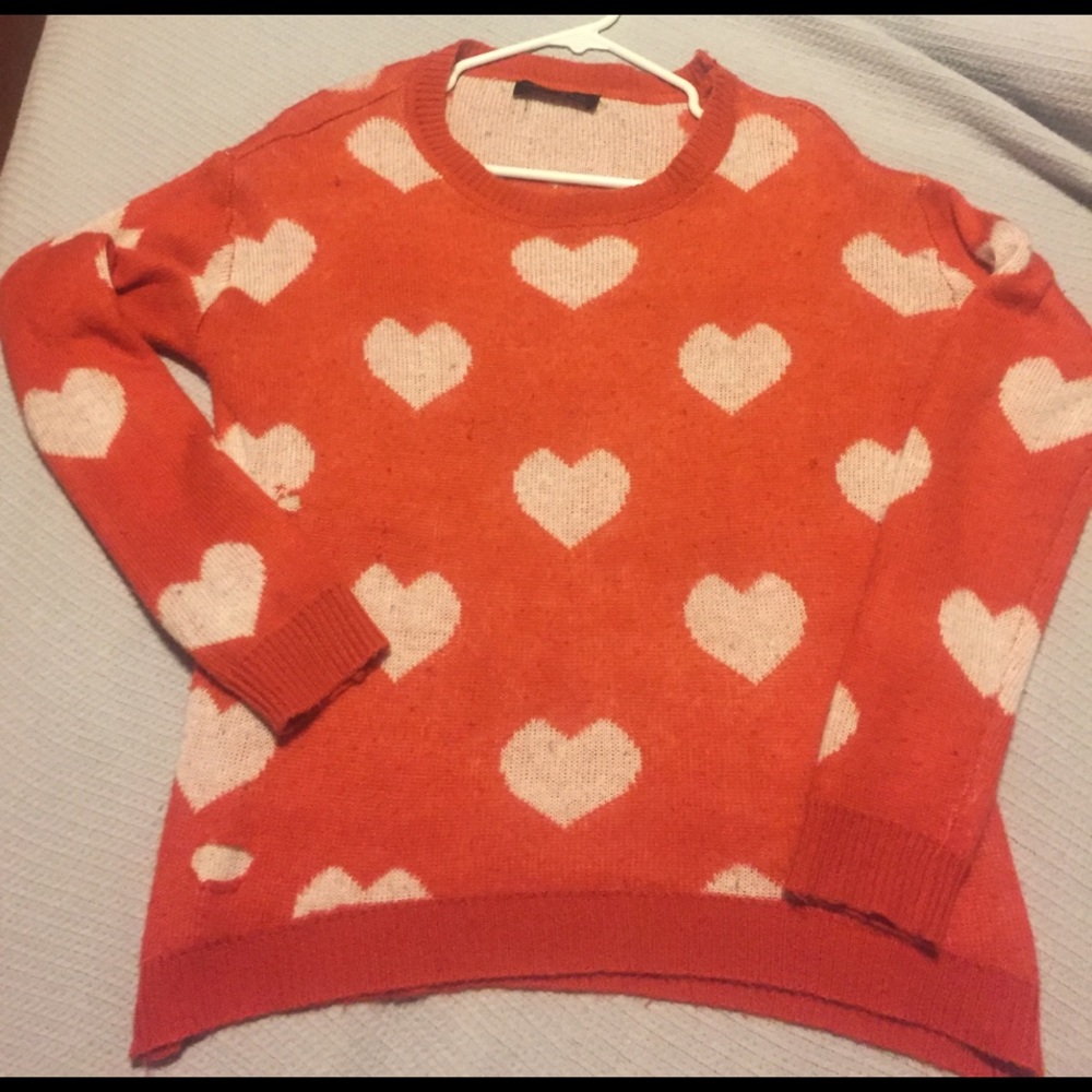 Adorable Orange Heart Sweater!