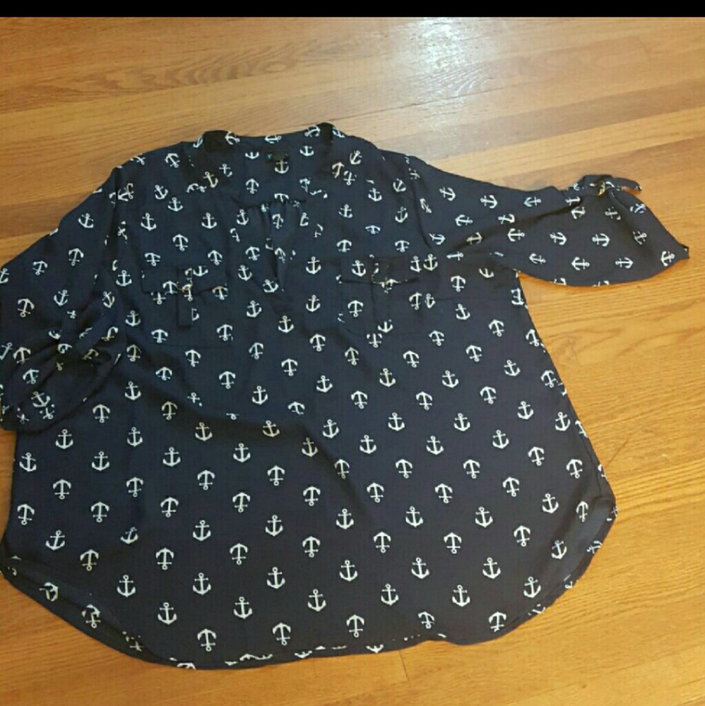 Anchor print sheer top