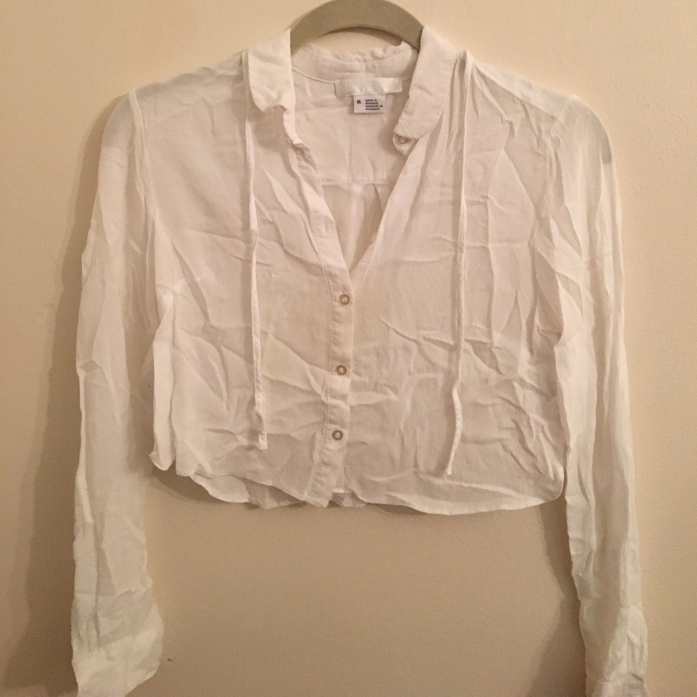 Cropped White Button Down