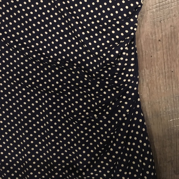 Small Loft navy with tan polka dots dress - Picture 3 of 4