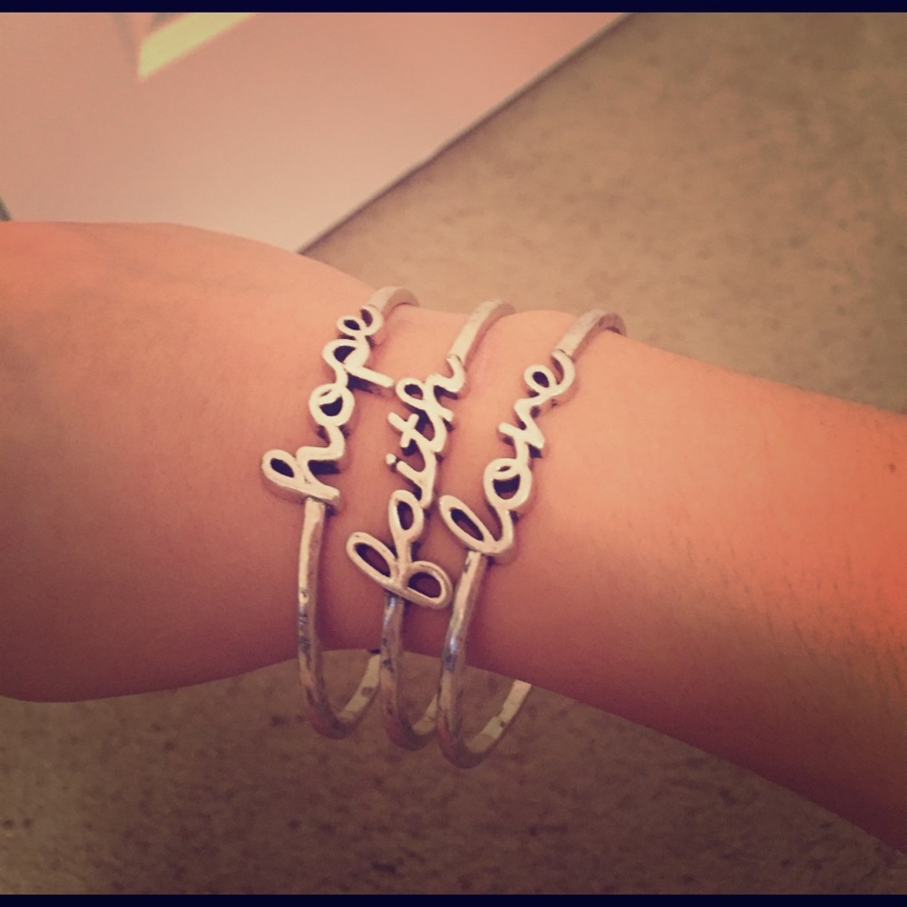 set of faith hope and love bangles