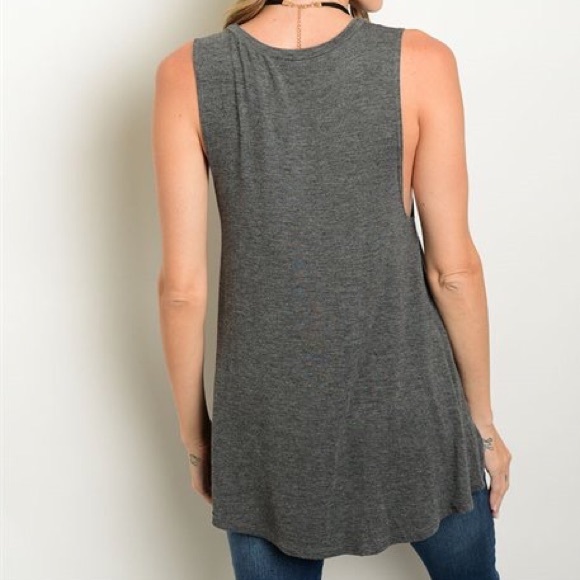 Charcoal Gray BABE Tank - Picture 3 of 4