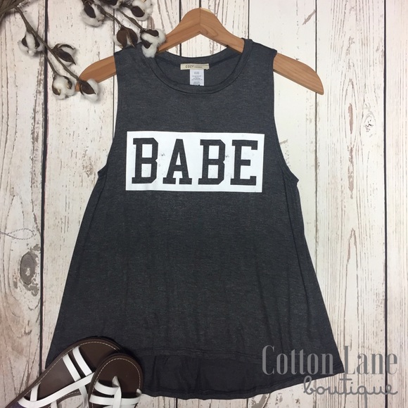 Charcoal Gray BABE Tank - Picture 4 of 4