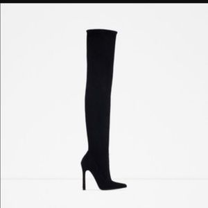 Zara Black Suede Over the Knee Boots sz 6.5!