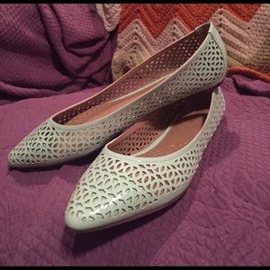 Mint green pointed toe flats