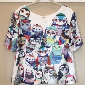 Anthropololgie/Leonard St Watercolor Owl top