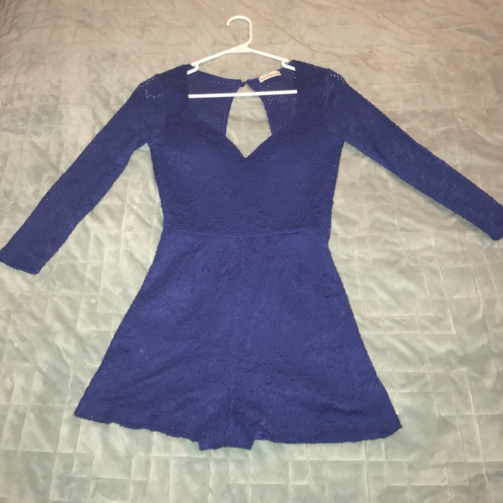 Dainty Hooligan royal blue romper with open back