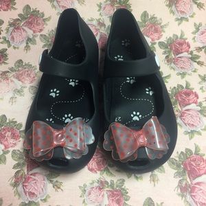Black polka dot Peep Toe Jellies