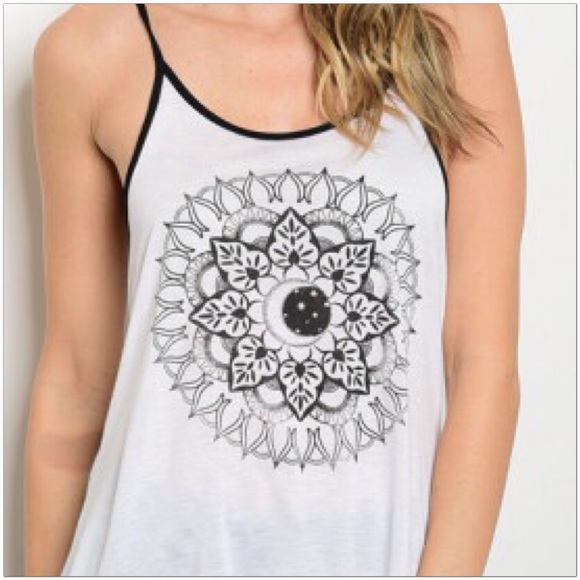 Black and White Graphic Tank Top - Picture 3 of 5