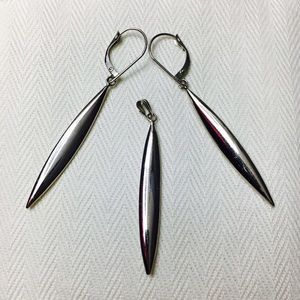 Silver Marquise Earrings and Pendant