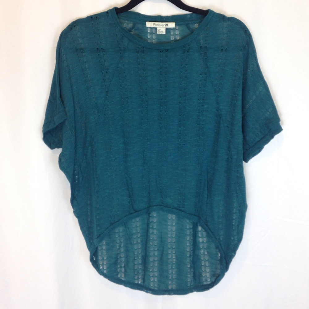 Turquoise loose high low shirt