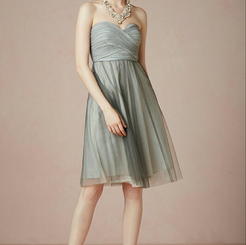 BHLDN Anthropologie Dove Gray Tulle Dress