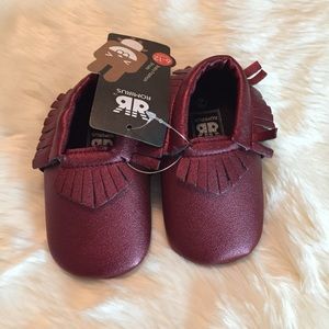 Adorable Wine Red Baby Moccasins