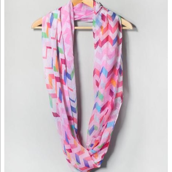 Pink Chevron Infinity Scarf - Picture 2 of 5