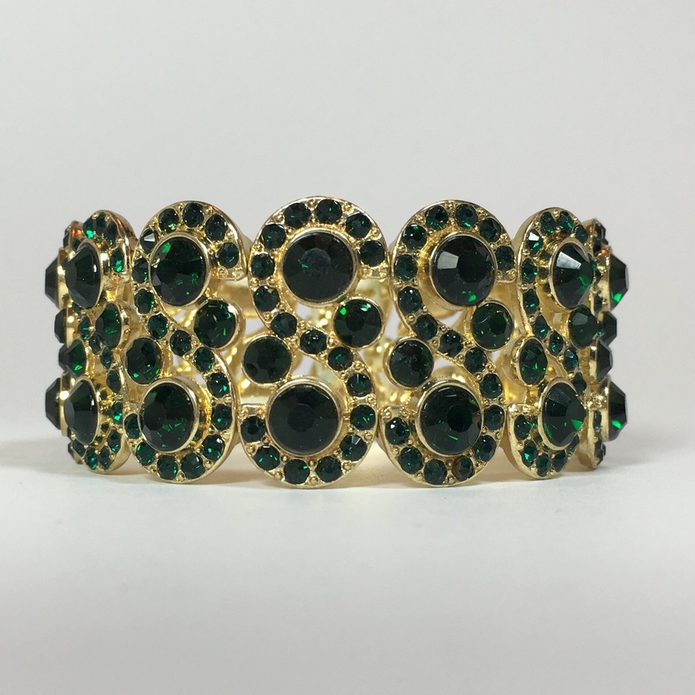 🌴Mullholland Bracelet - Gold with Green Crystals