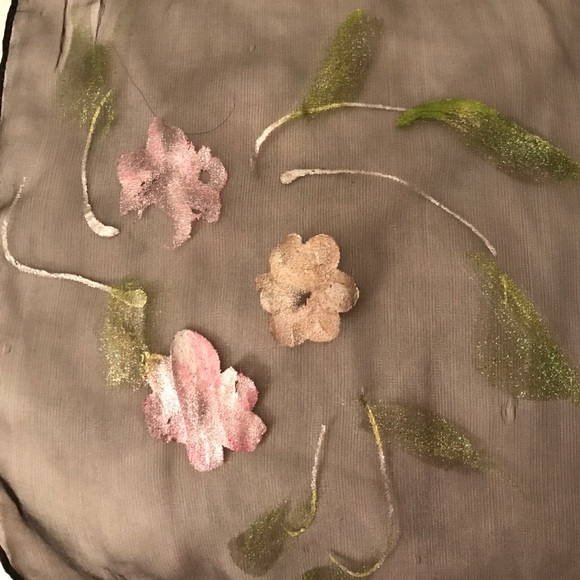 artisan hand painted black & pink scarf - Picture 2 of 4