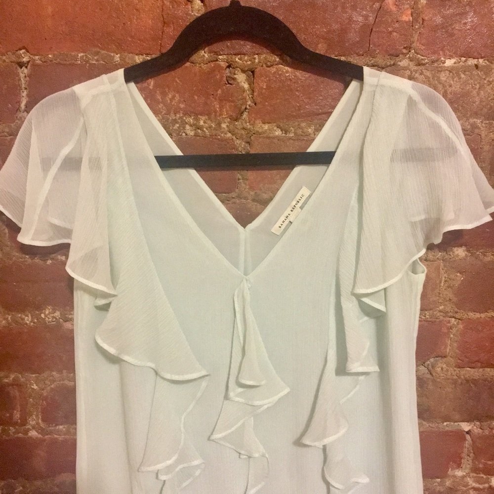 Banana Republic Ruffle Top in Sea Foam