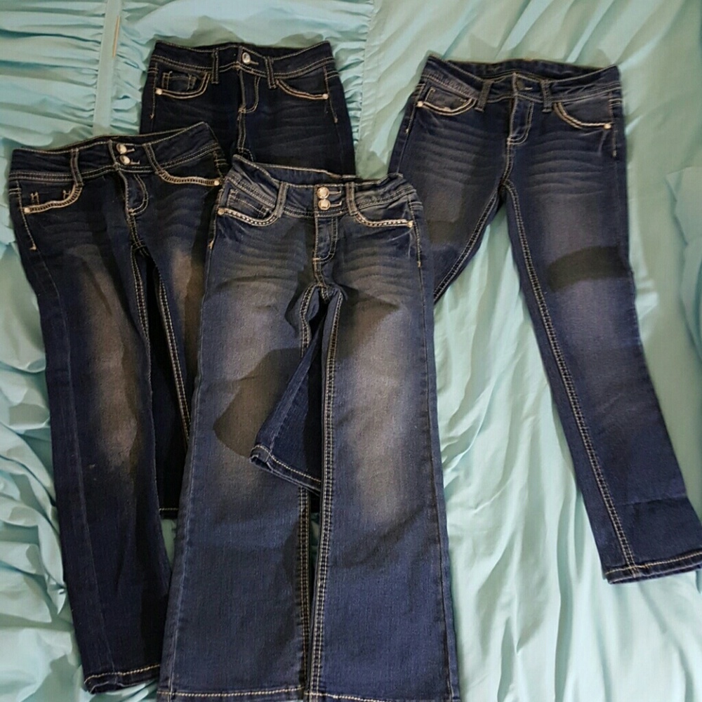 4 pairs girls embellished denim jeans size 6