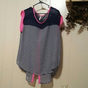 Navy and hot pink summer blouse