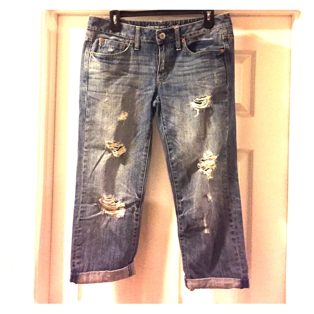 American Eagle Boy Fit Crop, 4 reg medium wash