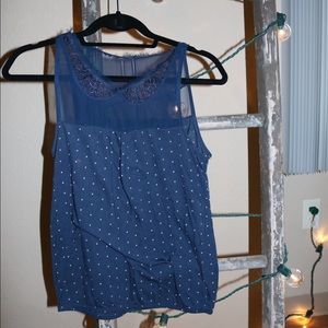 Navy blue polka dot tank top
