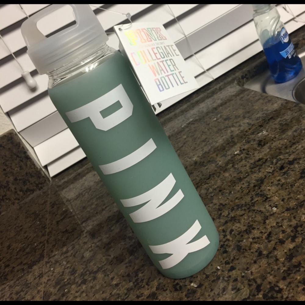 VS PINK glass water bottle SOLD ON MERCARI