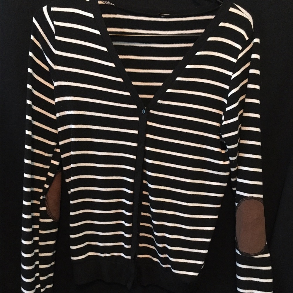 Black and white striped cardigan