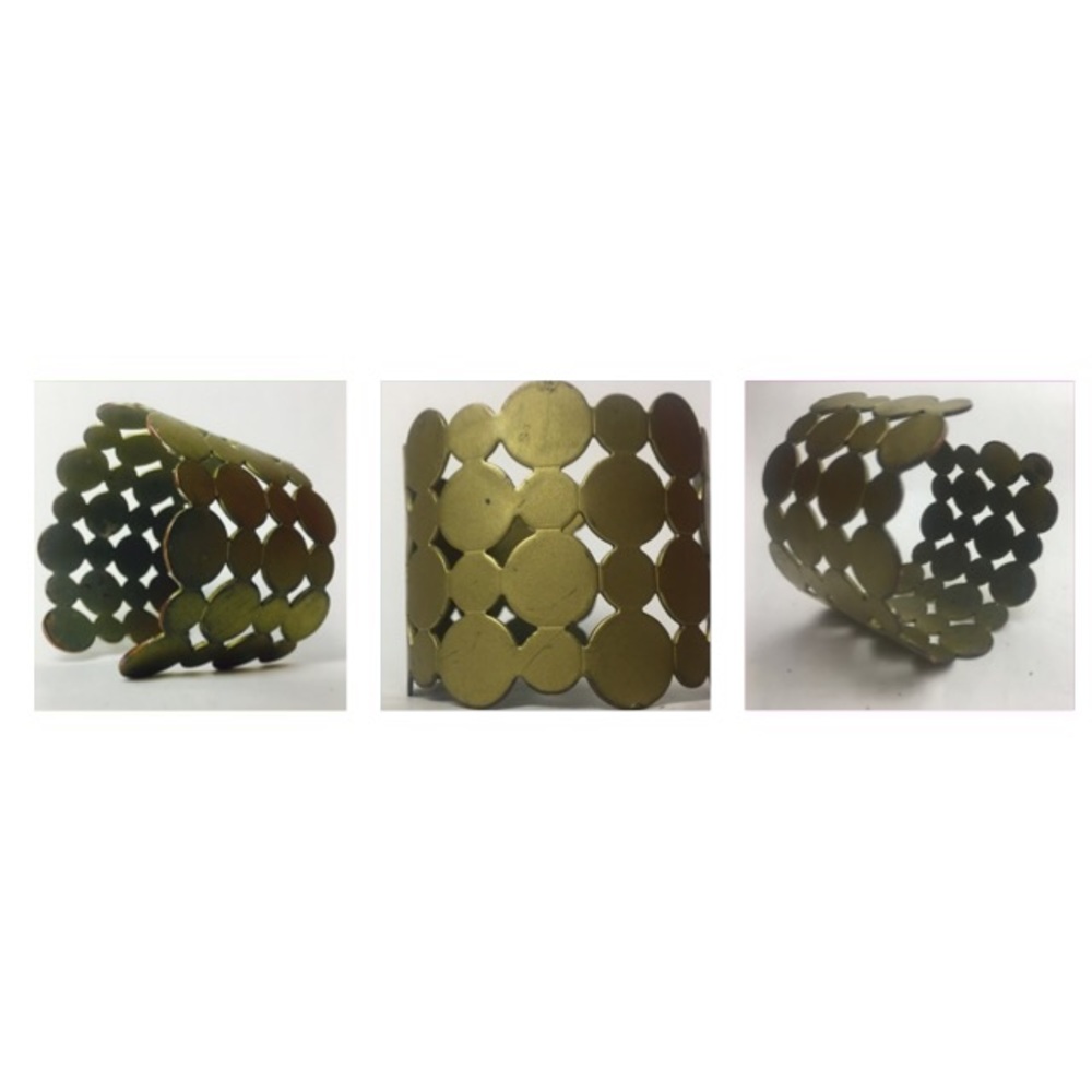 Dark Gold Circle Patterned Cuff - Picture 2 of 4
