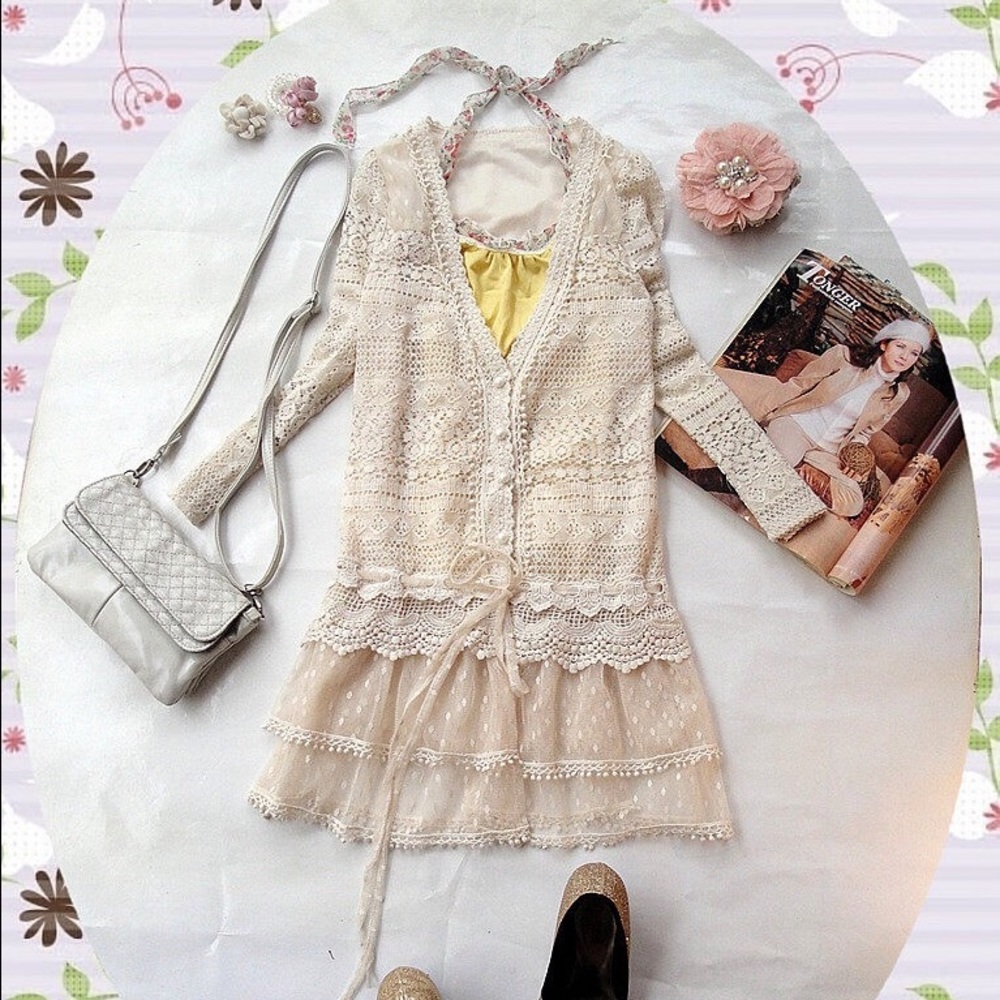 Lady 3/4 sleeve lace tops