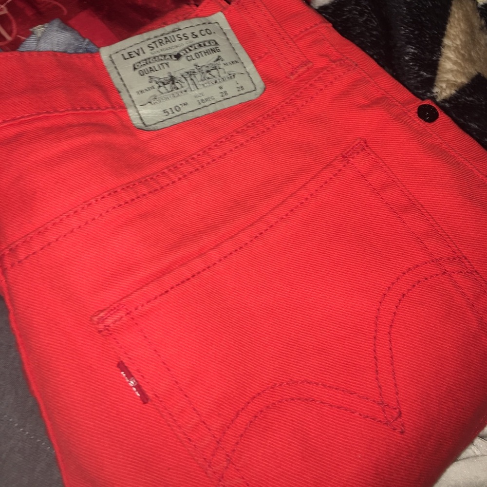 Red Levi jeans