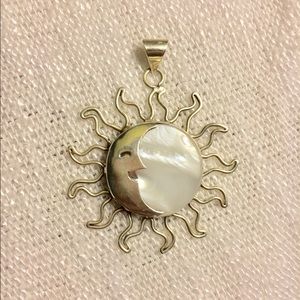 Sun and moon silver pendant