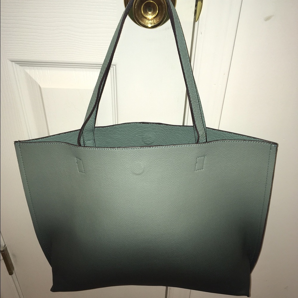 Street Level Ombré Faux Leather Tote & Wristlet