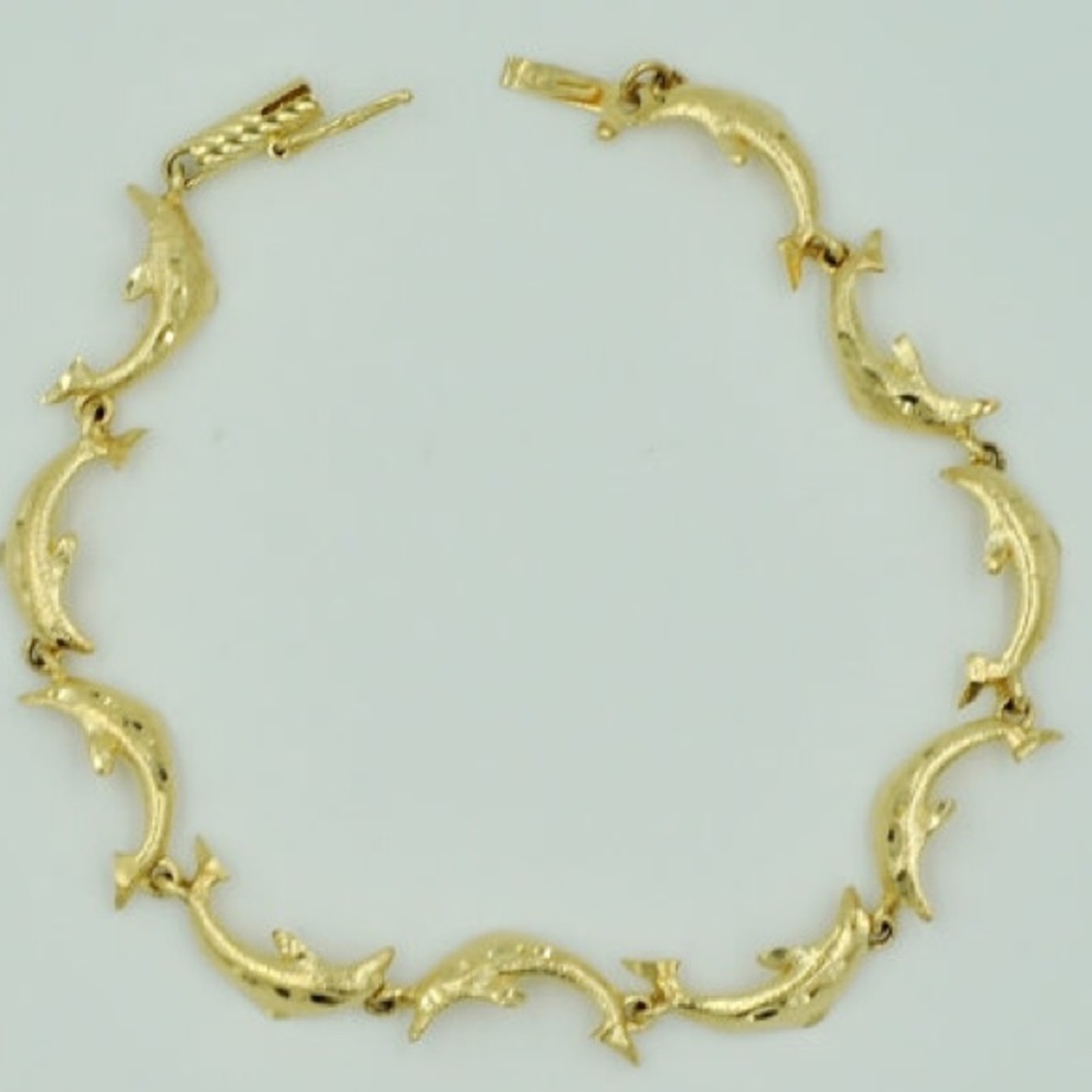 GORGEOUS 10K Yellow Gold Dolphin Bracelet.
