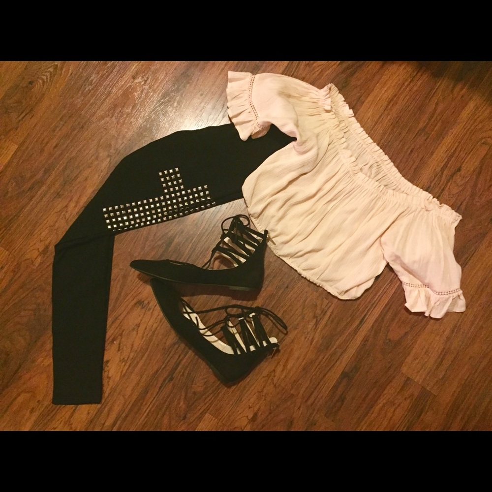 Black Rhinestone (Cross) Leggings