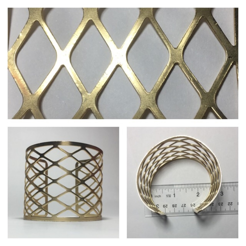 Gold Tone Lattice Cuff - Picture 2 of 3