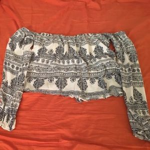 Off the shoulder long sleeve trendy shirt